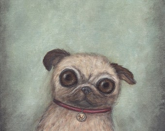 Pug art - giclee print, 8x10 fine art print, wall decor