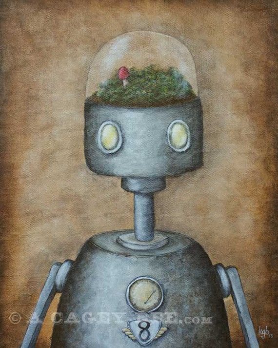 Robot Art Print - Felix (robot No.8) - Giclee Print, Gifts for Him