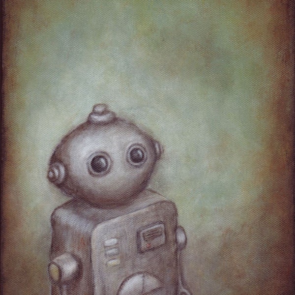 Robot art - giclee print of robot painting "Stanley" by Kris G. Brownlee, wall art poster