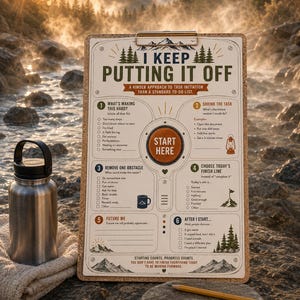I Keep Putting It Off Printable, Procrastination Worksheet, ADHD Task Initiation and Executive Function Support