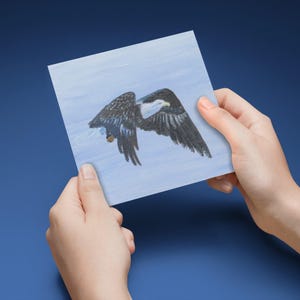 Carte de voeux Aigle volant dans le ciel bleu à partir de peinture acrylique | Carte d'anniversaire | Toutes les occasions | Pour lui/elle | Beau cadeau | Carte artistique