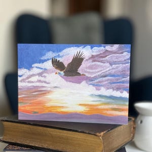 Carte de voeux s'élevant au-dessus du soleil sur les ailes d'un aigle | Pour un anniversaire | Lui/elle | Toutes les occasions | Célébration | Maman/père | Fils/fille