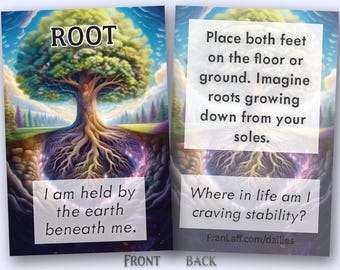 Permission to PAUSE Set 1 - Gentle Nature-Based Grounding Cards with affirmations, grounding actions, and reflective questions/prompts