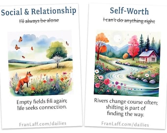 Nature-Based Reframes Set 1: 32 printable cards that combine the wisdom of the natural world with CBT to challenge troublesome thoughts