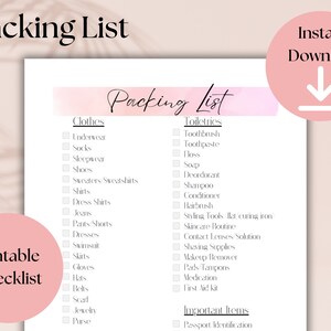 Vacation Itinerary and Packing List Printable | Travel Itinerary ...