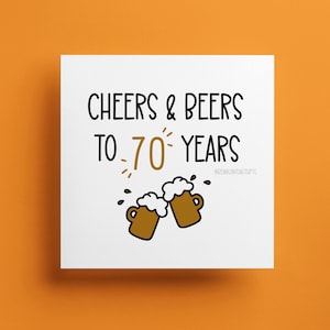 Proost en bier tot 70 jaar - gelukkige verjaardag - vierkante wenskaart 70e verjaardag - kaart voor hem vader vader broer vriend