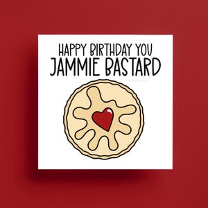 Cartão de aniversário engraçado - Jammie Dodger Biscuit - Humor sarcástico, rude e hilário - Cartão de felicitações quadrado para ele, irmão, primo, família, amigos