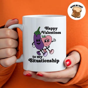 Regalo divertido para el día de San Valentín: taza para mi relación, estilo de dibujos animados retro, personalizable, para personalizar, para pareja, novio o novia