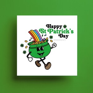 Carte de la Saint-Patrick - Carte rétro pour partenaire, petit ami, petite amie, amis, collègue, famille, trèfle, pot d'or, irlandais, porte-bonheur