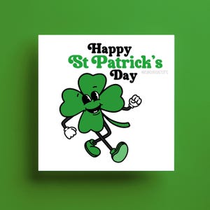 Carte de la Saint-Patrick - Carte rétro pour partenaire, petit ami, petite amie, amis, collègue, famille, trèfle, pot d'or, irlandais, porte-bonheur