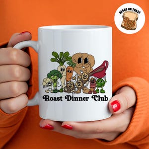 Taza de cena asada: comida divertida de dibujos animados retro para la cena del domingo, regalo divertido y personalizable, festivo navideño