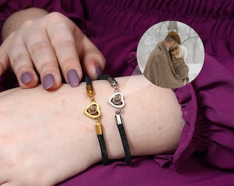 Personalized Braided Heart Photo Projection Bracelet • Hidden Picture Inside Jewelry • Custom Keepsake Gift for Him, Her, Friend, Sister