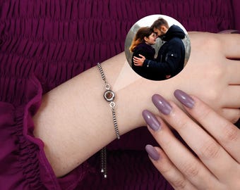 Personalized Chain Photo Projection Bracelet • Hidden Picture Inside Jewelry • Custom Keepsake Gift for Him, Her, Mom, Dad, Pet Loss