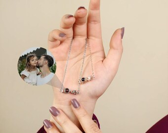 Love Pendant Projection Necklace, Hidden Photo Jewelry, Secret Picture Pendant, Personalized Anniversary Birthday Gift for Her, Mom