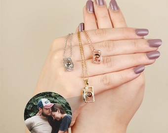 Camera Pendant Projection Necklace, Hidden Photo Jewelry for Men, Personalized Gift for Dad, Anniversary or Birthday Keepsake for Him Her