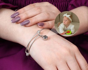 Personalized Photo Projection Bangle • Custom Hidden Picture Jewelry • Memorial Gift for Mom, Wife, Him • Birthday, Anniversary, Christmas