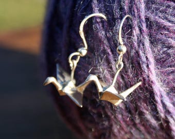 Origami 'paper' crane earrings