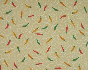 Japanese Cotton  Print - Quilting Fabric - 1/2 yard of beige Pepper