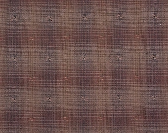 Japanese Cotton Yarn Dye - Quilting Fabric - 1/4 yard of rusty purple Embroidered Etchy Plaid