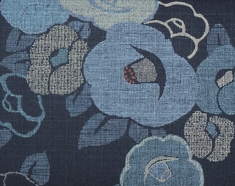 Japanese Cotton Print - Textured Fabric - 1/2 yard of blue Quince