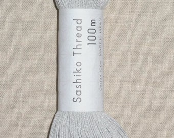 Japanese Sashiko Thread - 110 yard skein of thick light grey thread