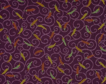 Japanese Cotton Print - Quilting Fabric - 1/2 yard of purple Pepper