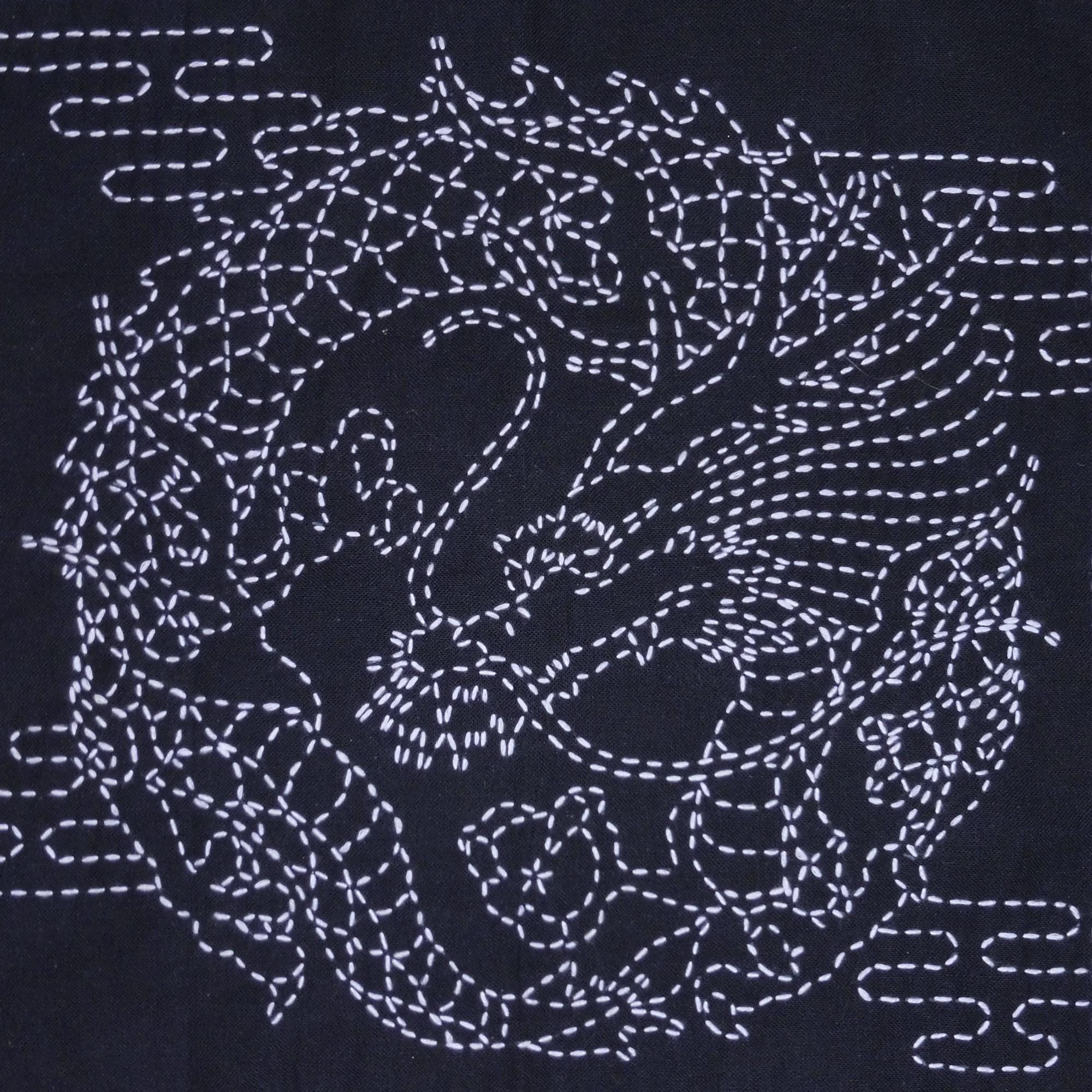 Japanese Sashiko Panel - Dragon Crest - Panel #2025-44 - Etsy