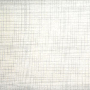 May include: Off-white fabric with a subtle grid pattern. The grid lines are a light blue-gray color, creating a delicate, textured appearance. The fabric has a slightly wrinkled texture, suggesting a natural material like linen or cotton.
