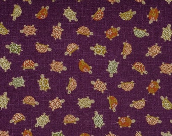 Japanese Cotton Print - Quilting Fabric - 1/2 yard of Purple Turtle