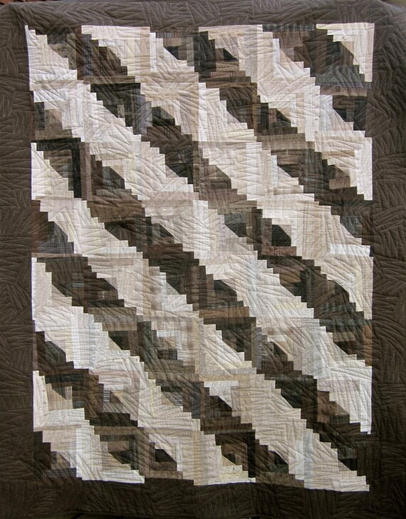King size With Sham Log Cabin patchwork quilt #J-97R*6D*2*3*6 