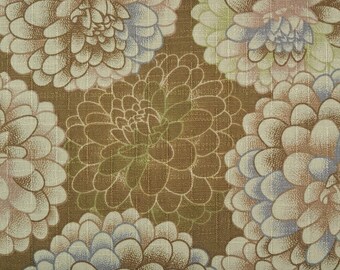 Japanese Cotton Print - Textured Fabric - 1/2 yard of tan Chrysanthemum