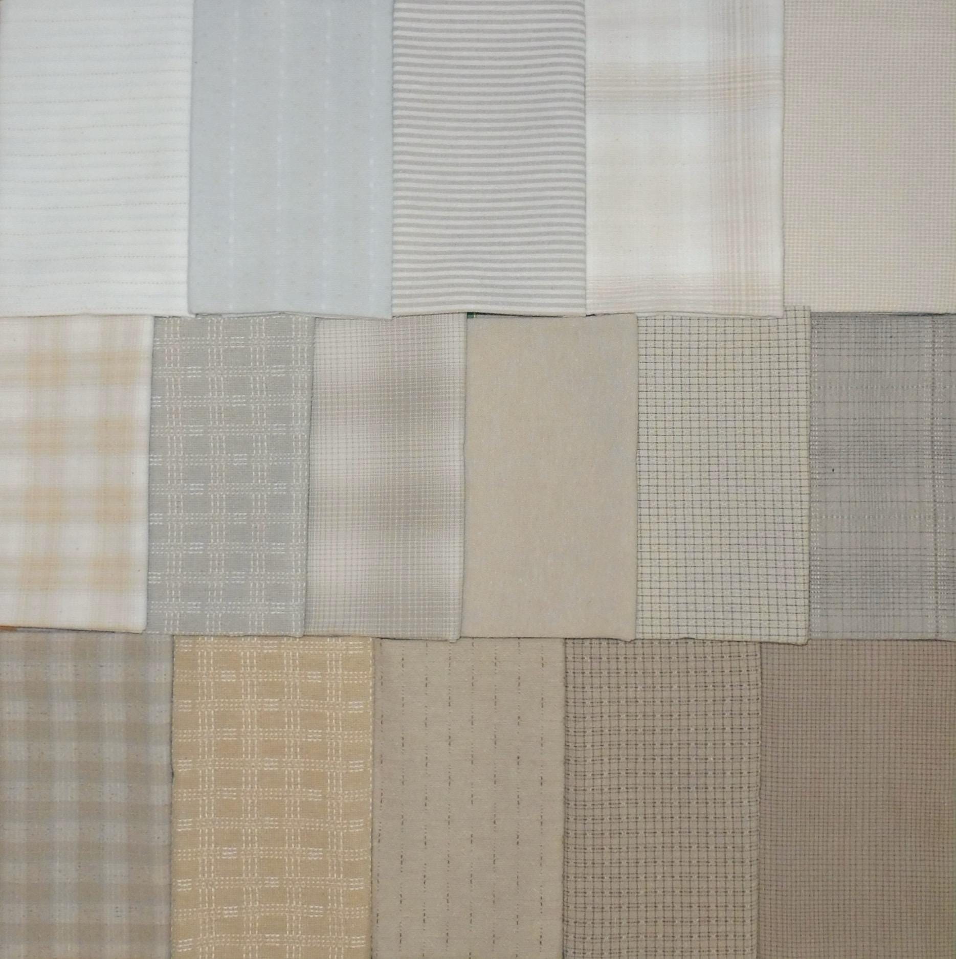 Japanese Yarn Dye Fabric Bundle - Cotton Quilting Fabric - 16 light fat eighths