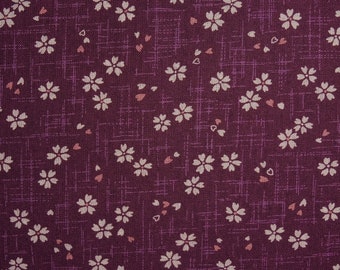 Impression en coton japonais - Impression matelassée - 1/2 yard de fleur de cerisier violette avec bourgeon