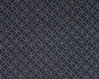 Japanese Cotton Print - Quilting Fabric - 1/2 yard of Blue and Beige Seven Treasures