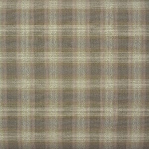May include: A brown and beige plaid fabric with a subtle woven texture.