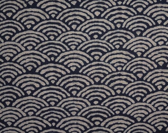 Japanese Cotton Print - Textured Fabric - 1/2 yard of dark blue Ocean Wave