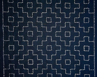 Japanese Sashiko Panel - Kakinohanazashi (persimmon) panel #2039