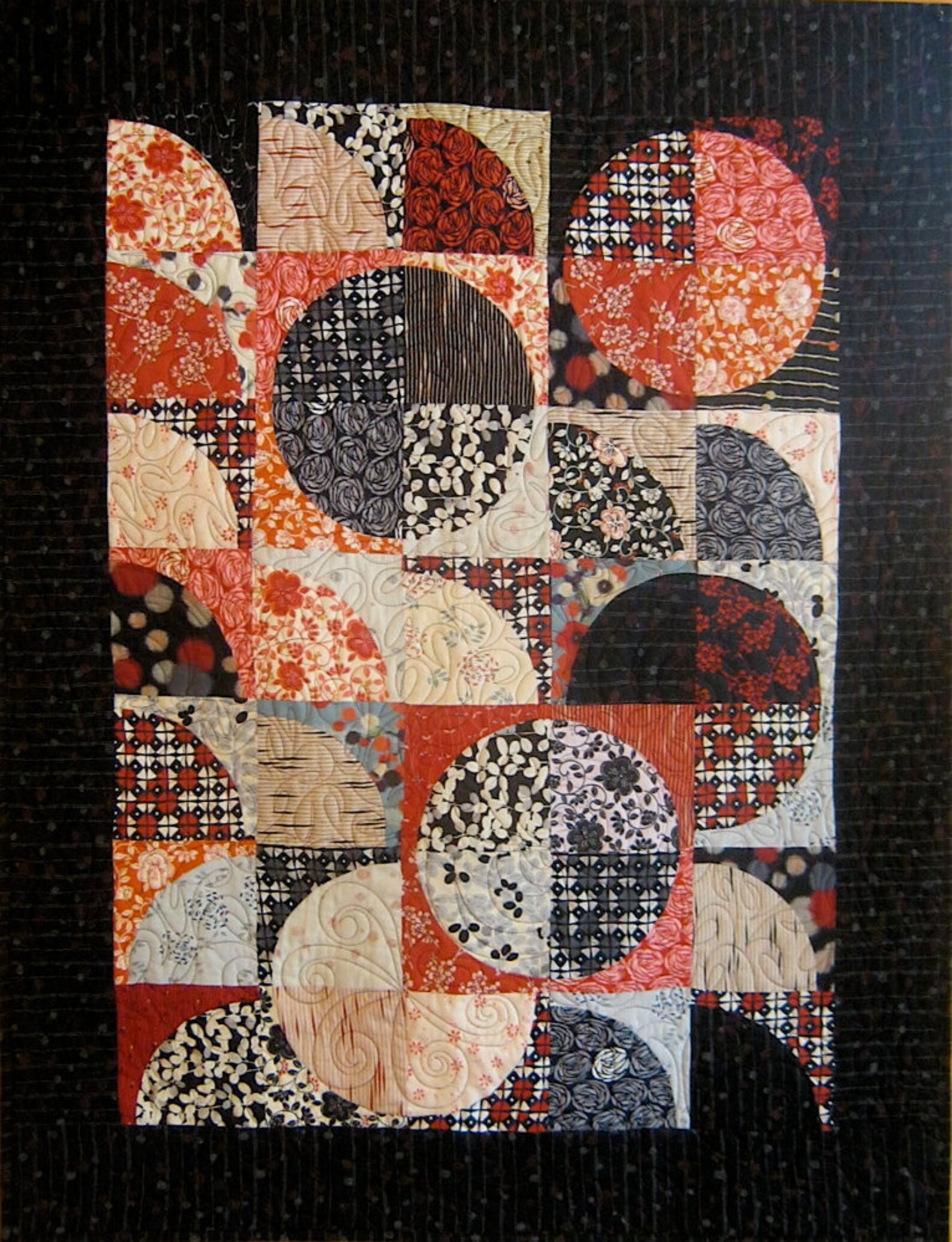 Patchwork Quilt black and red Japanese Drunkard's Path Etsy