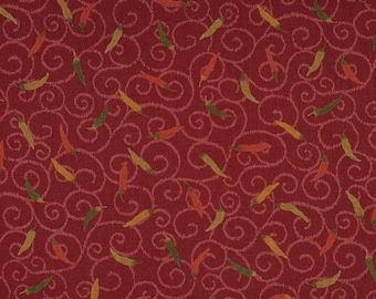 Japanese Cotton Print - Quilting Fabric - 1/2 yard of red Pepper