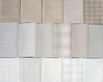 Japanese Yarn Dye Fabric Bundle - Cotton Quilting Fabric - 16 light fat eighths