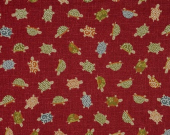 Japanese Cotton Print - Quilting Fabric - 1/2 yard of Red Turtle