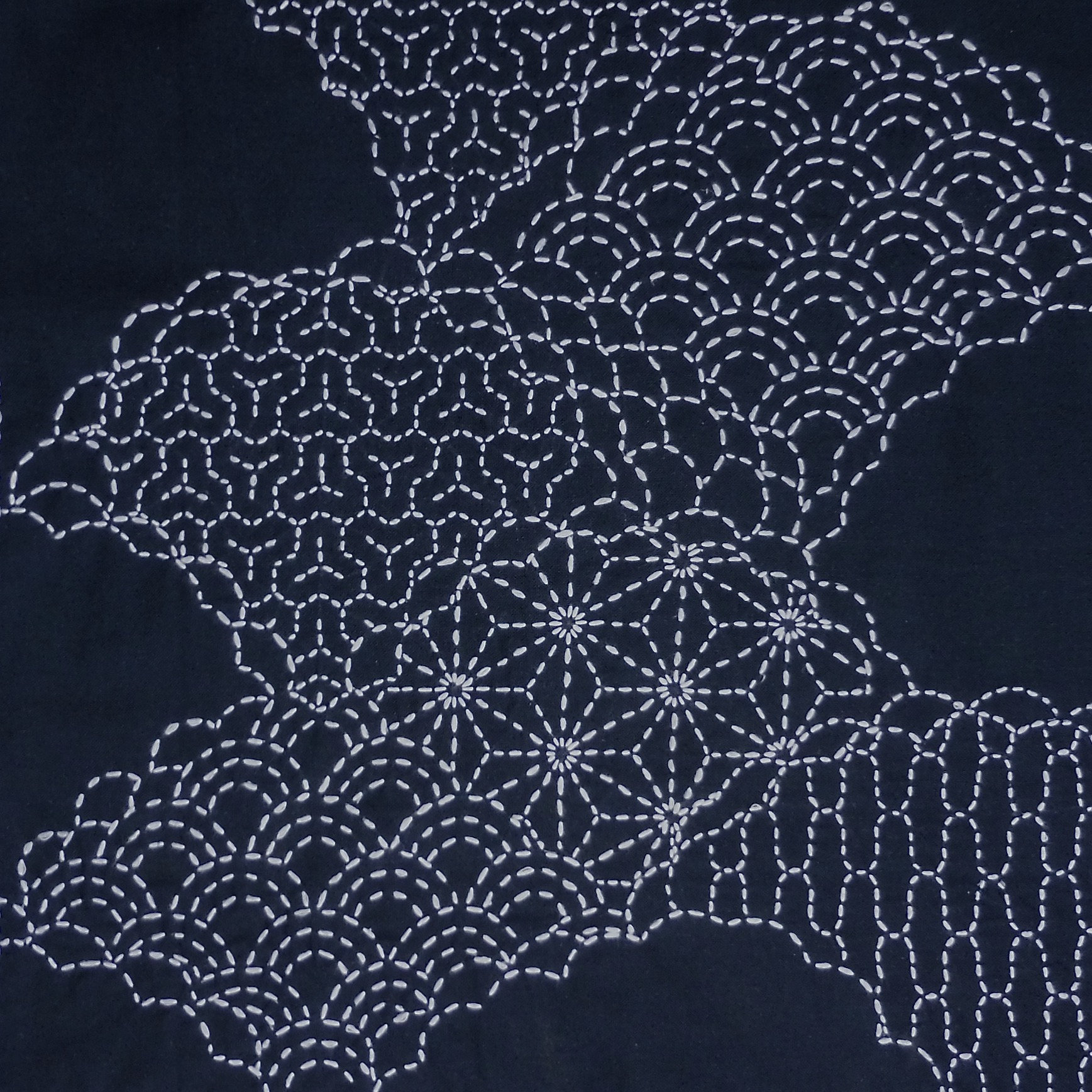 Japanese Sashiko Panel - Cumulus Clouds Panel # 1706 - Etsy