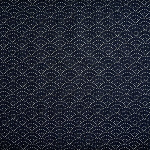 Japanese Cotton  Print - Quilting Fabric - 1/2 yard of dark blue Tiny Dotty Ocean Waves