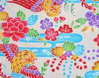 Japanese Cotton Print - Quilting Fabric - 1/4 yard of beige Large Phoenix