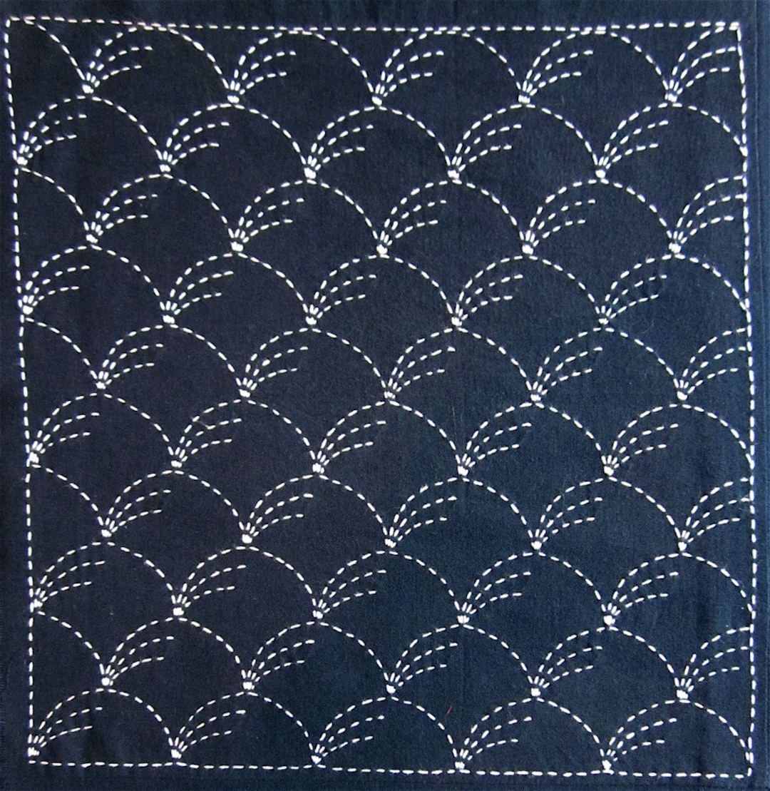 ★本日限定価格★SHISHIKUI CORDUROY BAKER/NAVY 36 Japanese Sashiko Panel - Nowaki (grass) Panel # 201 - Etsy