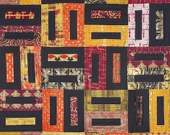 Patchwork Quilt - West African Batik Bricks