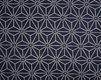 Japanese Cotton Print - Textured Fabric - 1/2 yard of dark blue Hemp Leaf