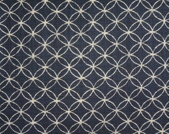 Japanese Cotton Print - Textured Fabric - 1/2 yard of dark blue Seven Treasures