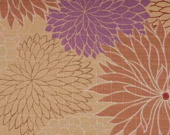 Japanese Cotton Print - Textured Fabric - 1/2 yard of peachy tan Mixed Chrysanthemum