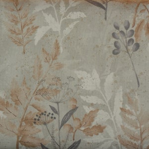 Japanese Cotton Print - Quilting Fabric - 1/4 yard of Warm Grey and Brown Large Leaves
